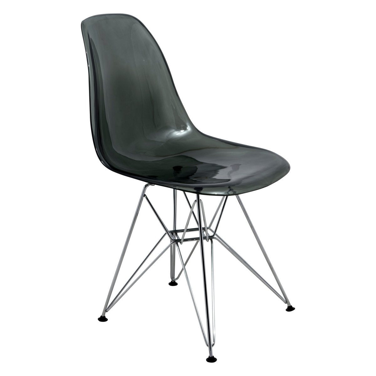 Cresco Modern Dining Side Chair in Curved Back Design with Multiple Base Options: Wood, Acrylic, Chrome & Gold Eiffel Design