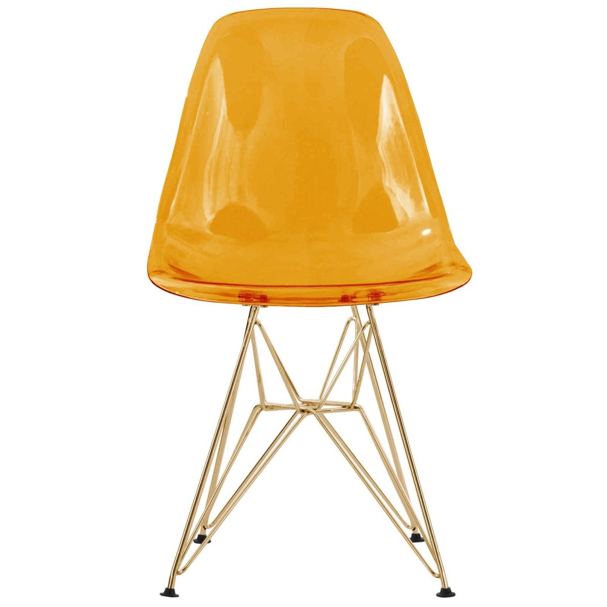 Cresco Modern Dining Side Chair in Curved Back Design with Multiple Base Options: Wood, Acrylic, Chrome & Gold Eiffel Design