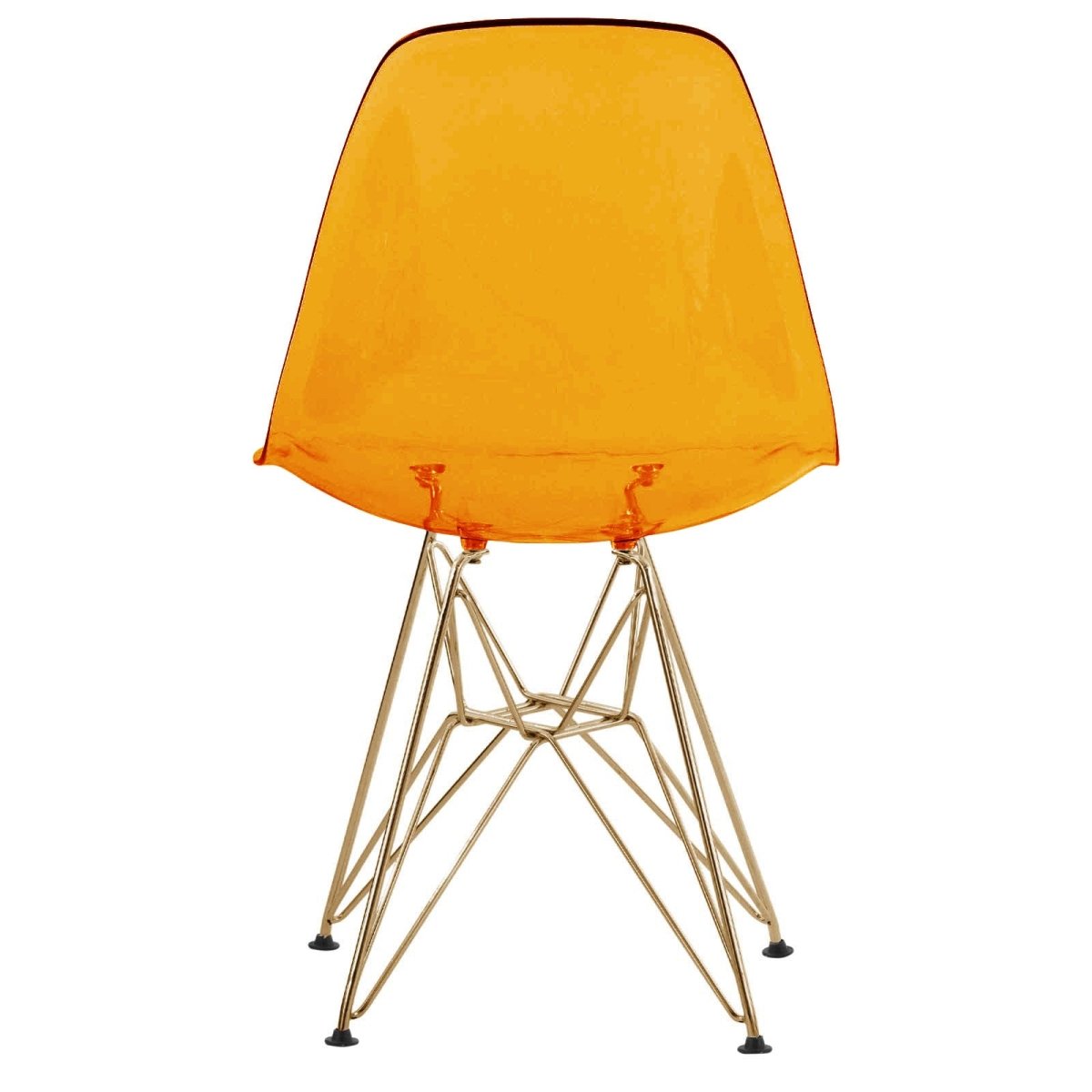 Cresco Modern Dining Side Chair in Curved Back Design with Multiple Base Options: Wood, Acrylic, Chrome & Gold Eiffel Design