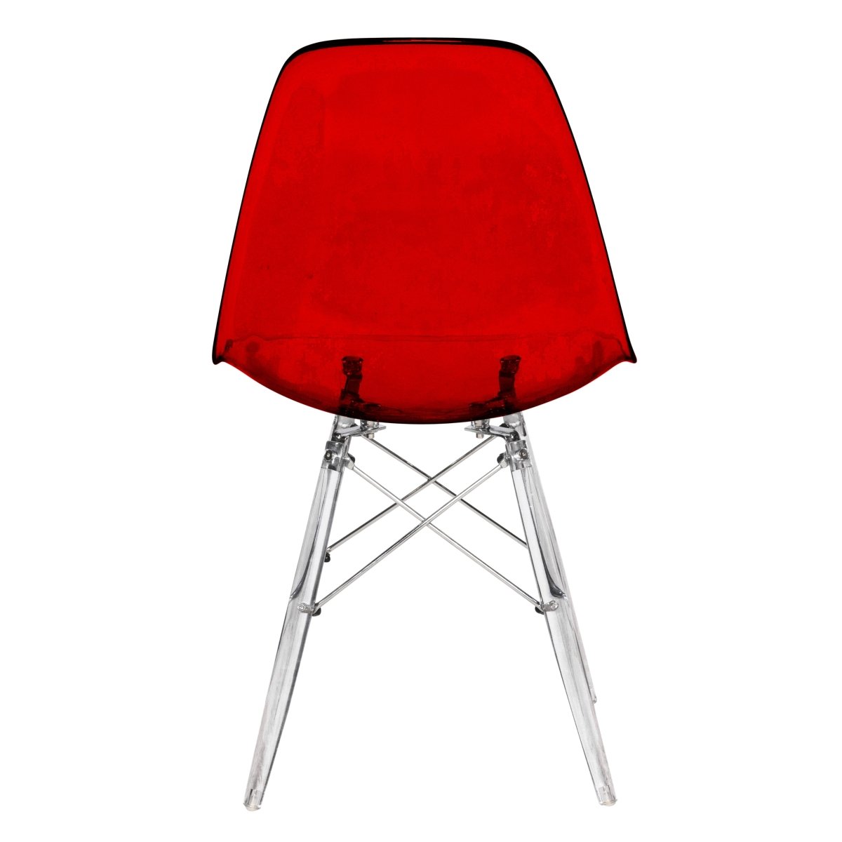 Cresco Modern Dining Side Chair in Curved Back Design with Multiple Base Options: Wood, Acrylic, Chrome & Gold Eiffel Design