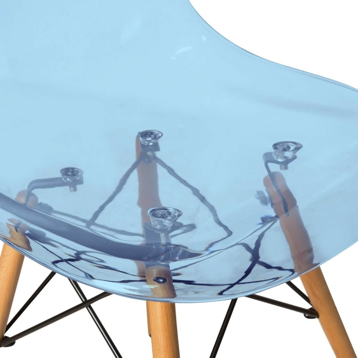 Cresco Modern Dining Side Chair in Curved Back Design with Multiple Base Options: Wood, Acrylic, Chrome & Gold Eiffel Design