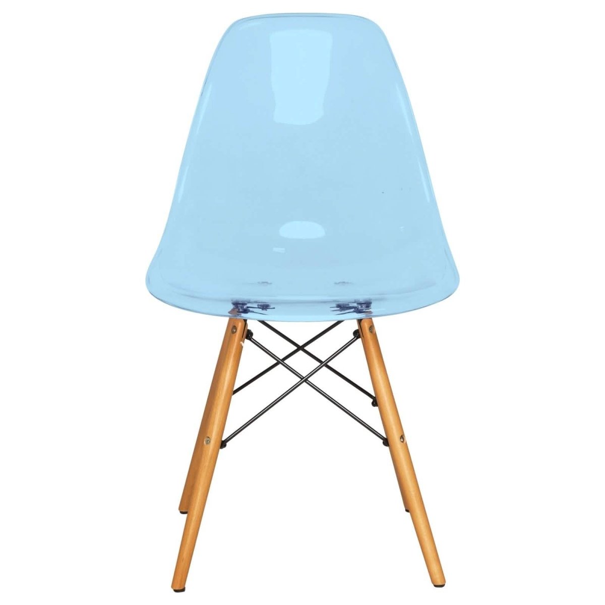 Cresco Modern Dining Side Chair in Curved Back Design with Multiple Base Options: Wood, Acrylic, Chrome & Gold Eiffel Design