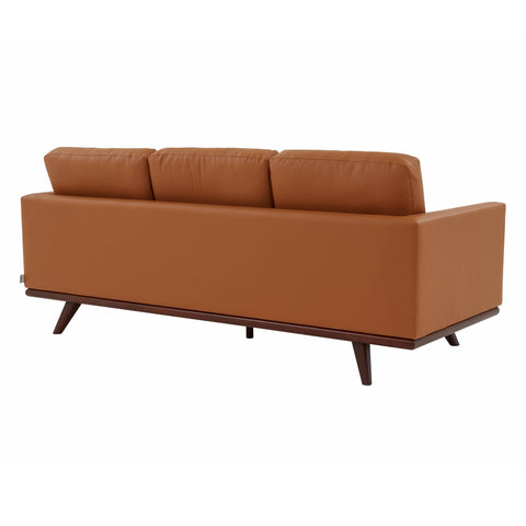 Chester 3-Seater Leather Full Size Sofa in Birch Wood Base