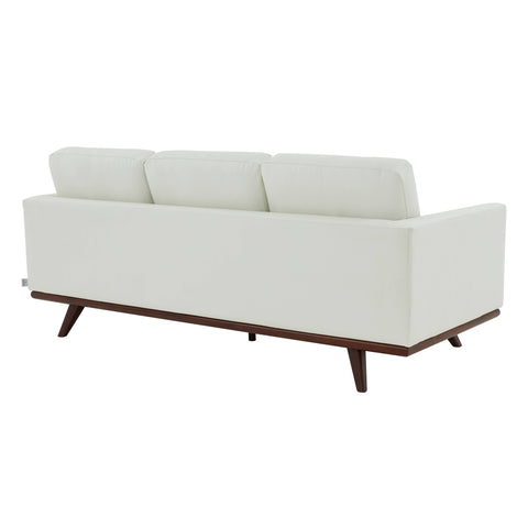 Chester 3-Seater Leather Full Size Sofa in Birch Wood Base