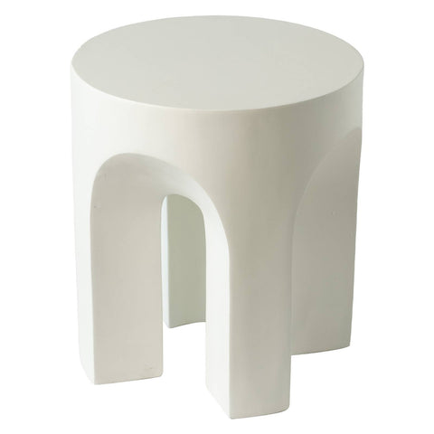 Crus Fiberstone Outdoor Side Table With Arched Base Design