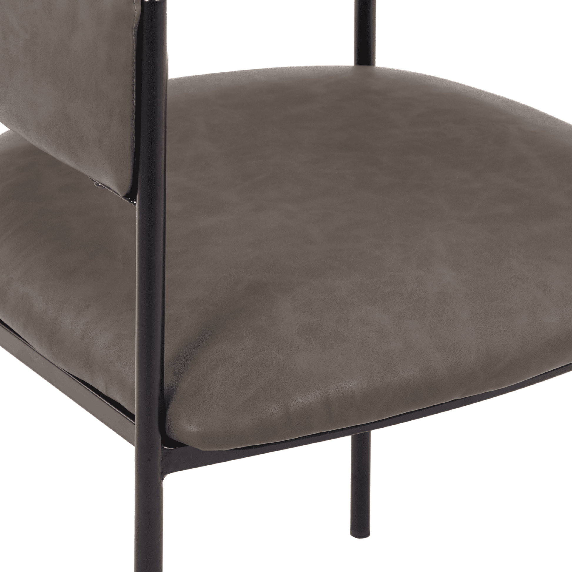Cyril Dining Chair in Leather or Velvet with Open Back Design and Powder - Coated Iron Frame