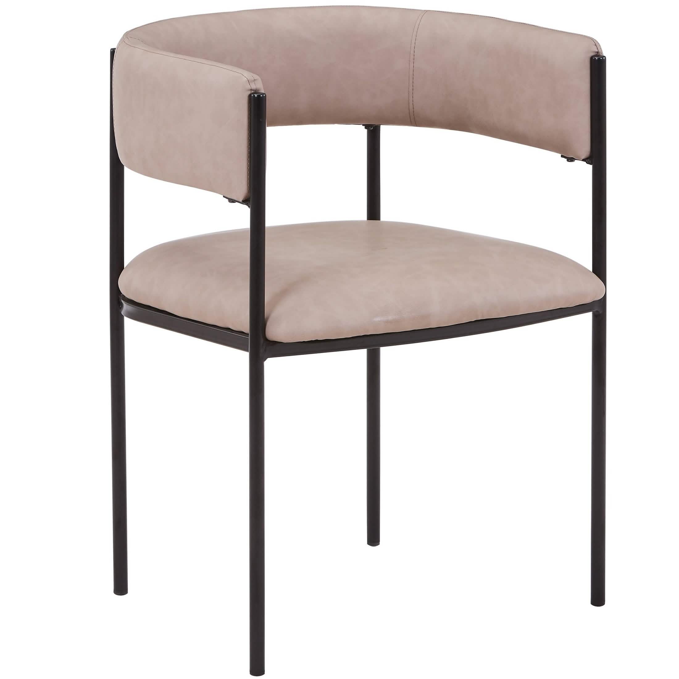 Cyril Dining Chair in Leather or Velvet with Open Back Design and Powder - Coated Iron Frame