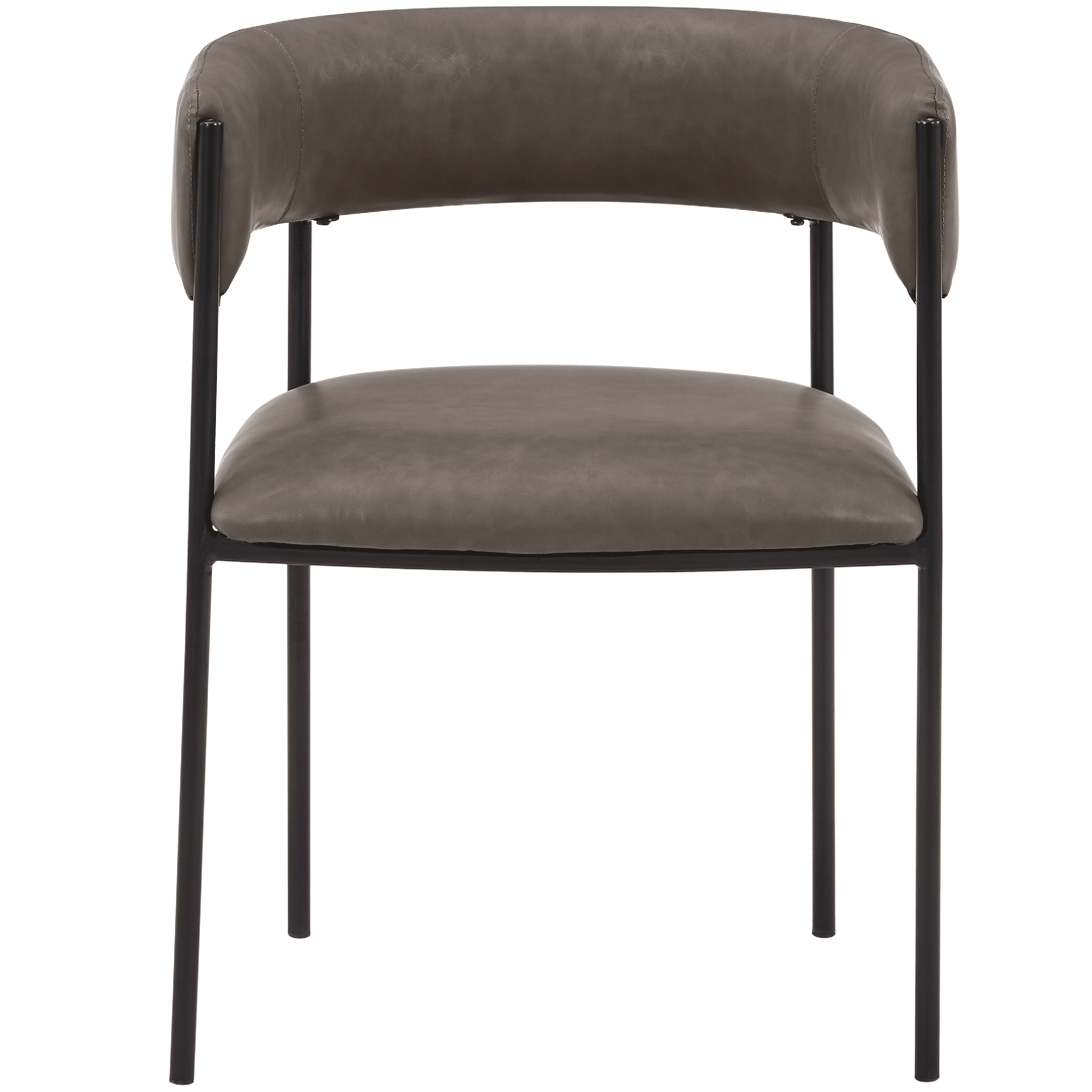 Cyril Dining Chair in Leather or Velvet with Open Back Design and Powder - Coated Iron Frame