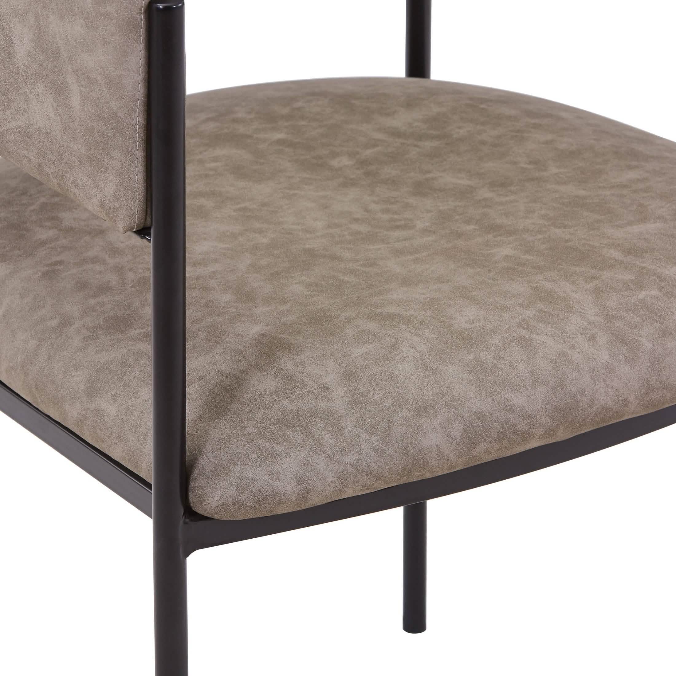 Cyril Dining Chair in Leather or Velvet with Open Back Design and Powder - Coated Iron Frame