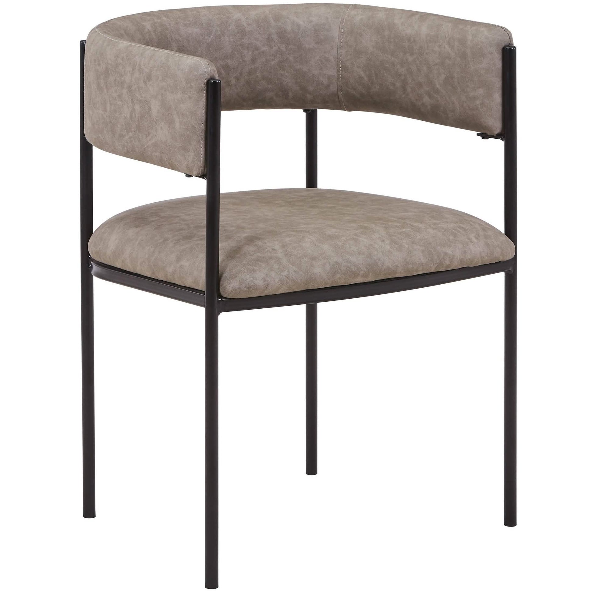 Cyril Dining Chair in Leather or Velvet with Open Back Design and Powder - Coated Iron Frame