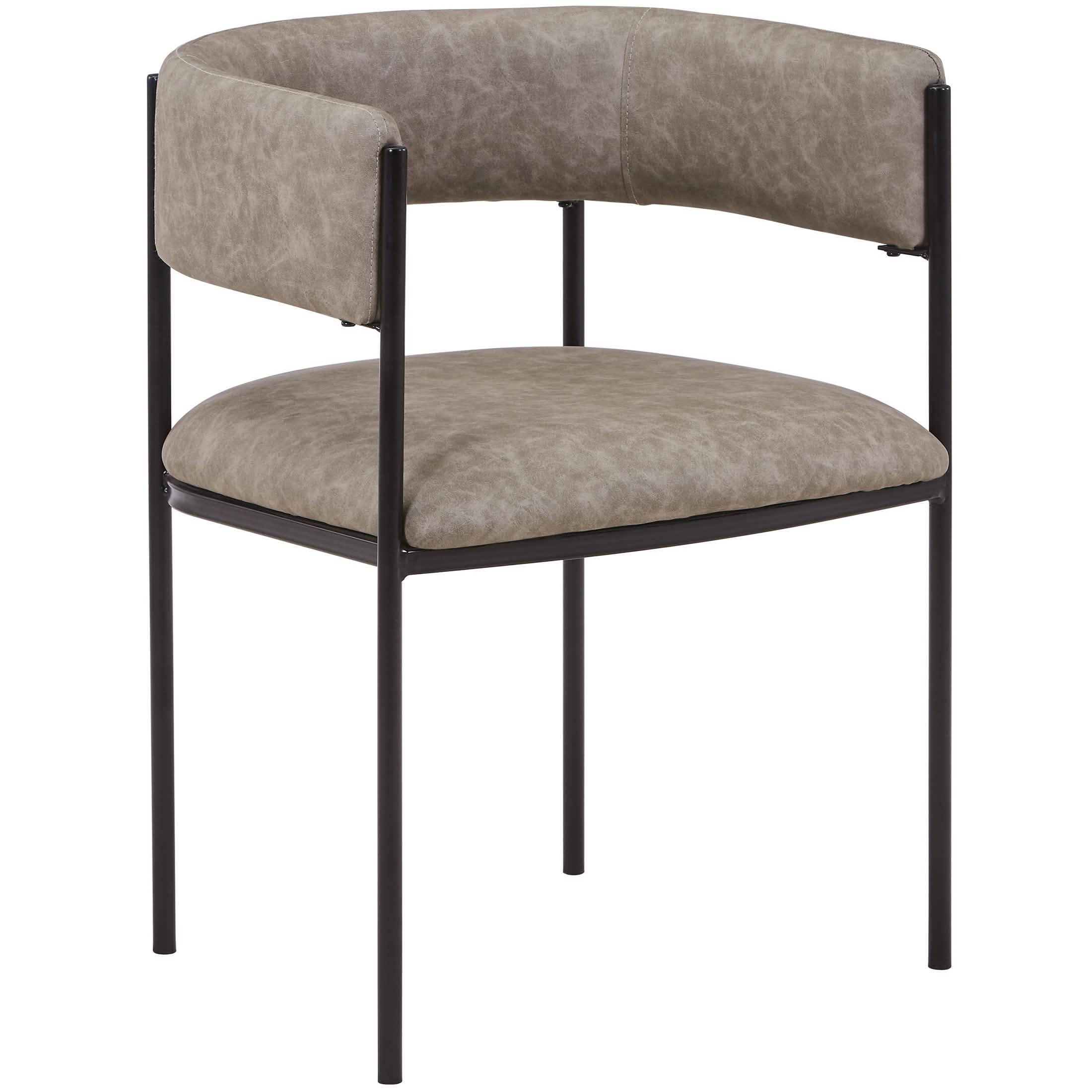 Cyril Dining Chair in Leather or Velvet with Open Back Design and Powder - Coated Iron Frame