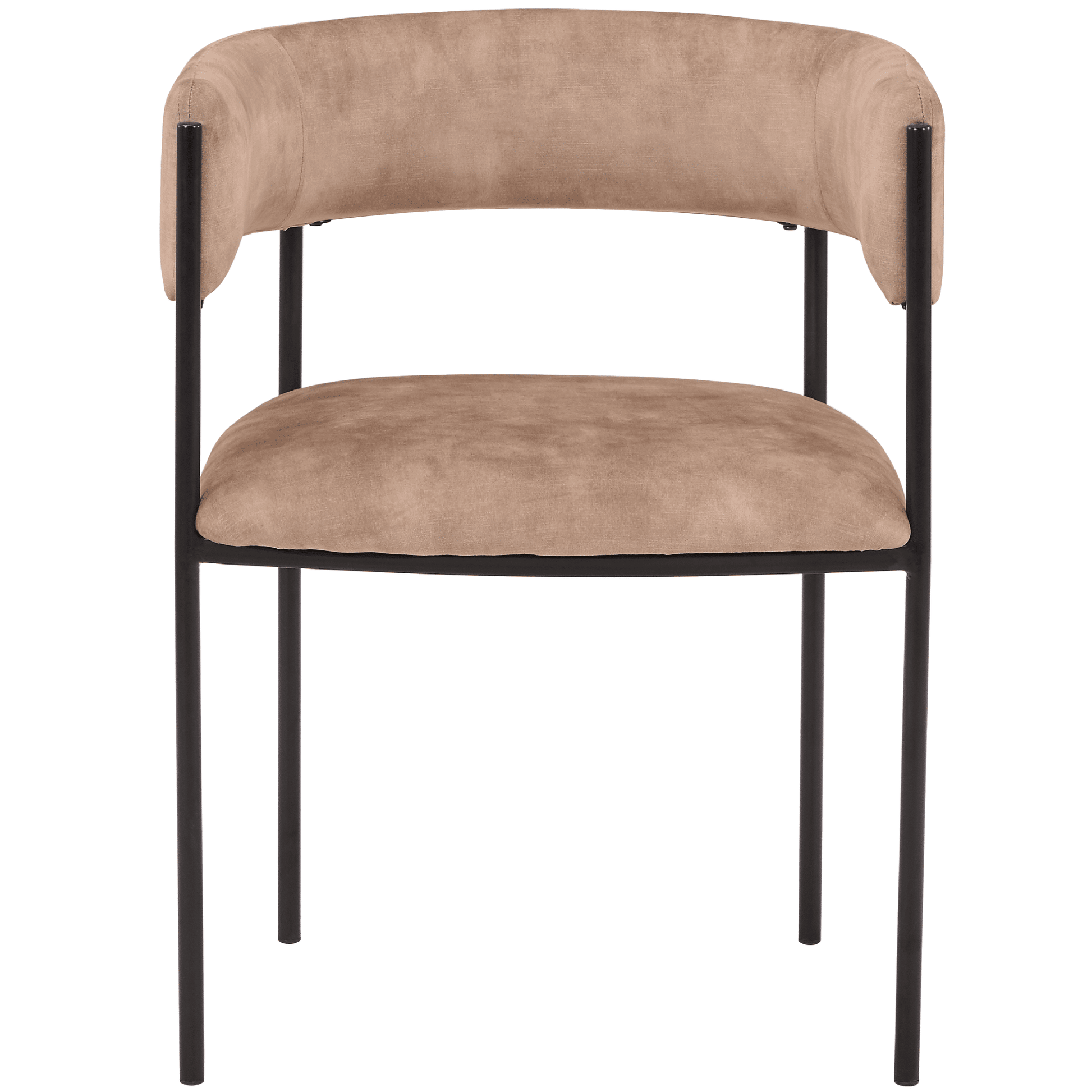 Cyril Dining Chair in Leather or Velvet with Open Back Design and Powder - Coated Iron Frame