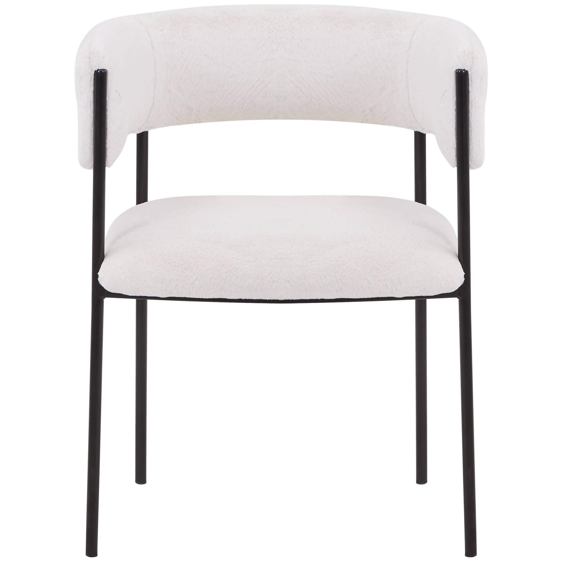 Cyril Dining Chair in Leather or Velvet with Open Back Design and Powder - Coated Iron Frame