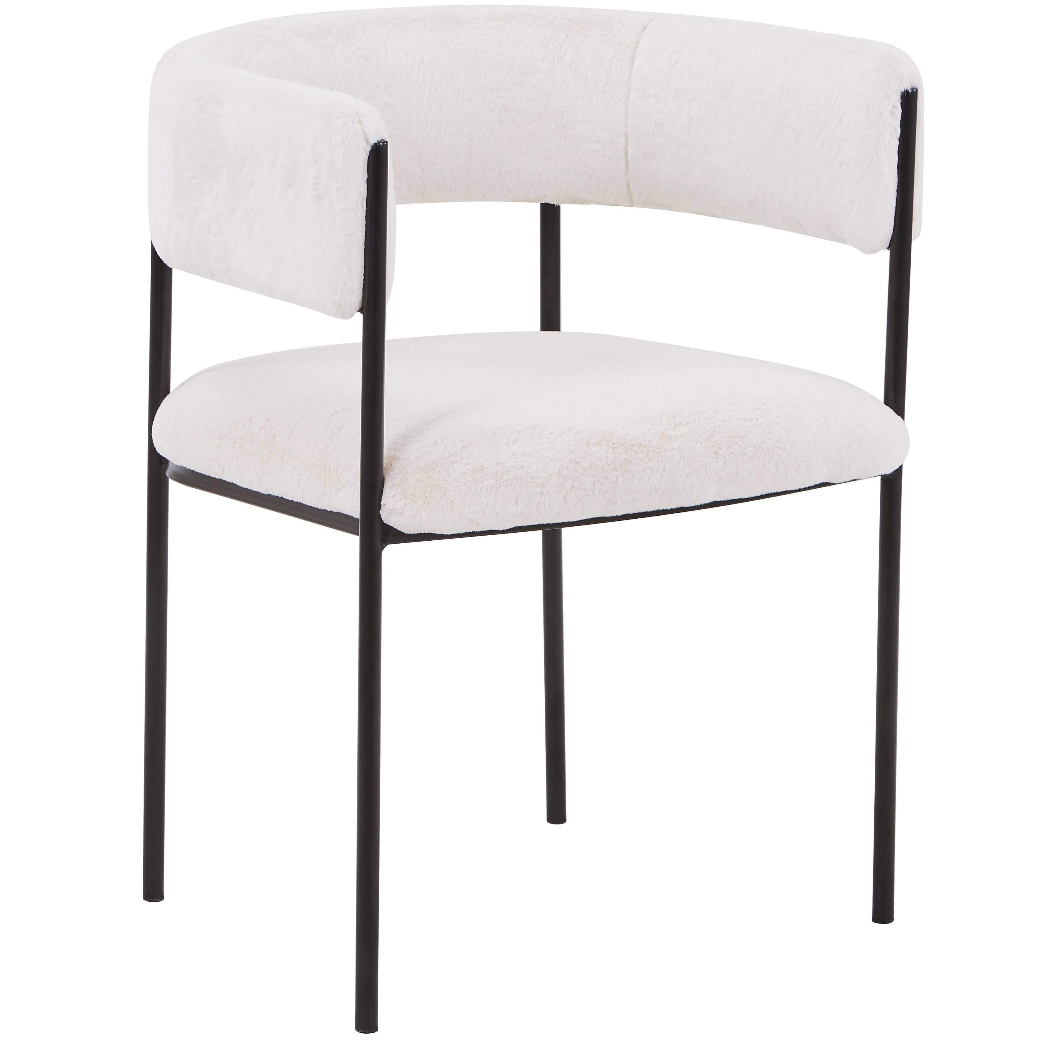 Cyril Dining Chair in Leather or Velvet with Open Back Design and Powder - Coated Iron Frame