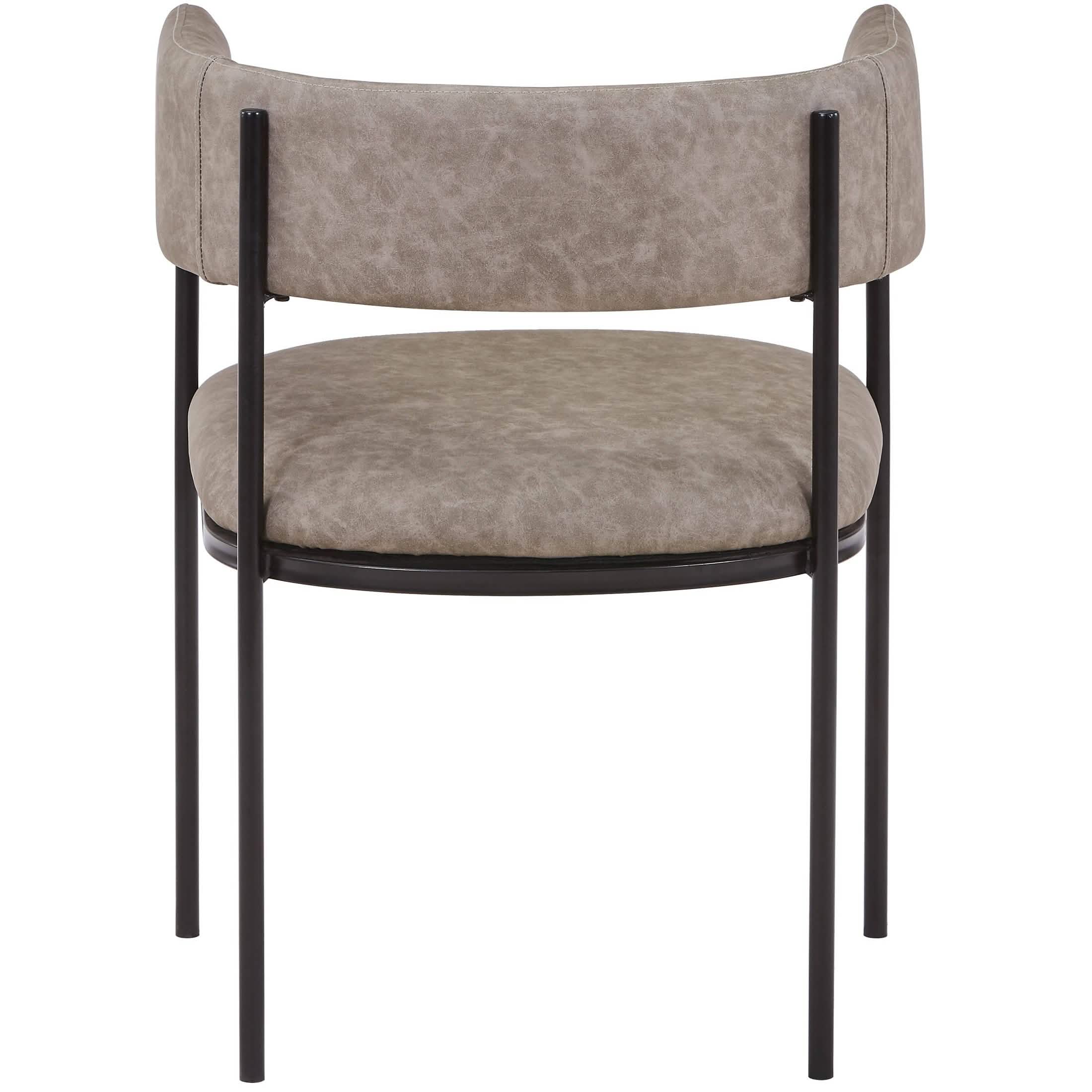 Cyril Dining Chair in Leather or Velvet with Open Back Design and Powder - Coated Iron Frame