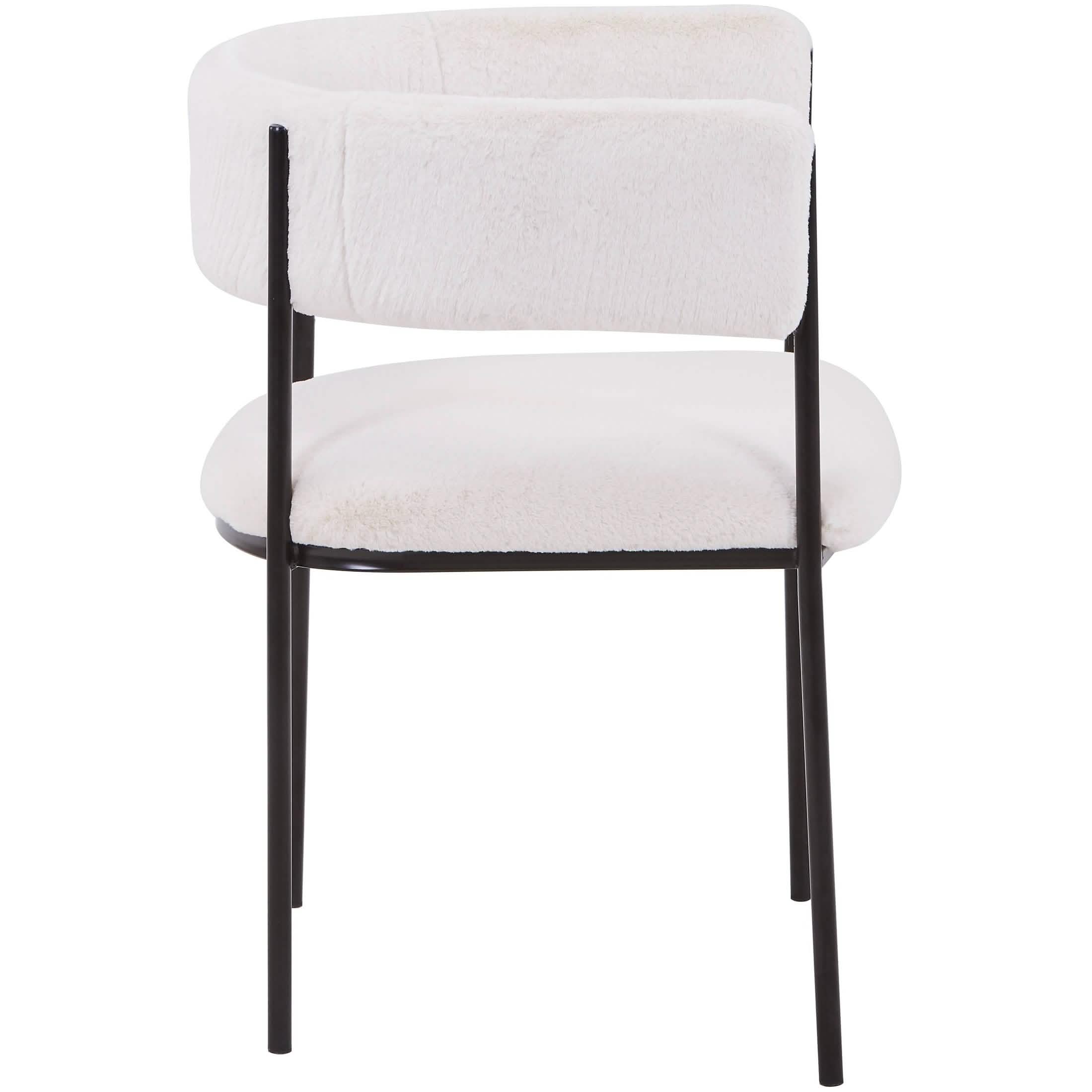 Cyril Dining Chair in Leather or Velvet with Open Back Design and Powder - Coated Iron Frame