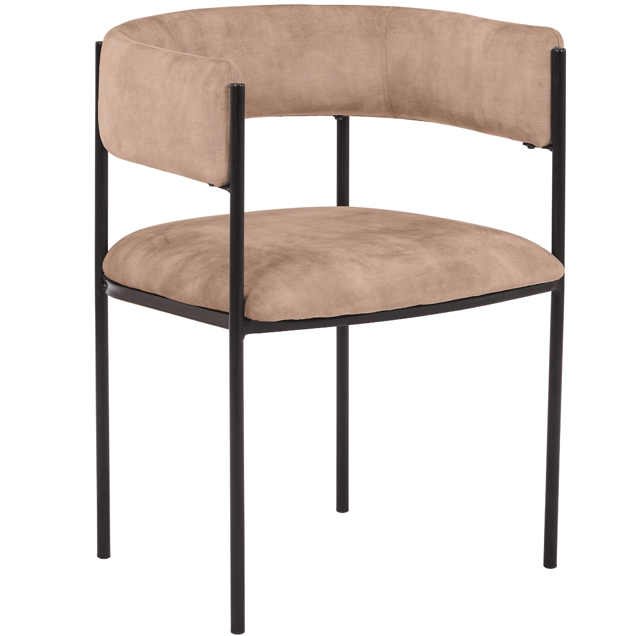 Cyril Dining Chair in Leather or Velvet with Open Back Design and Powder - Coated Iron Frame