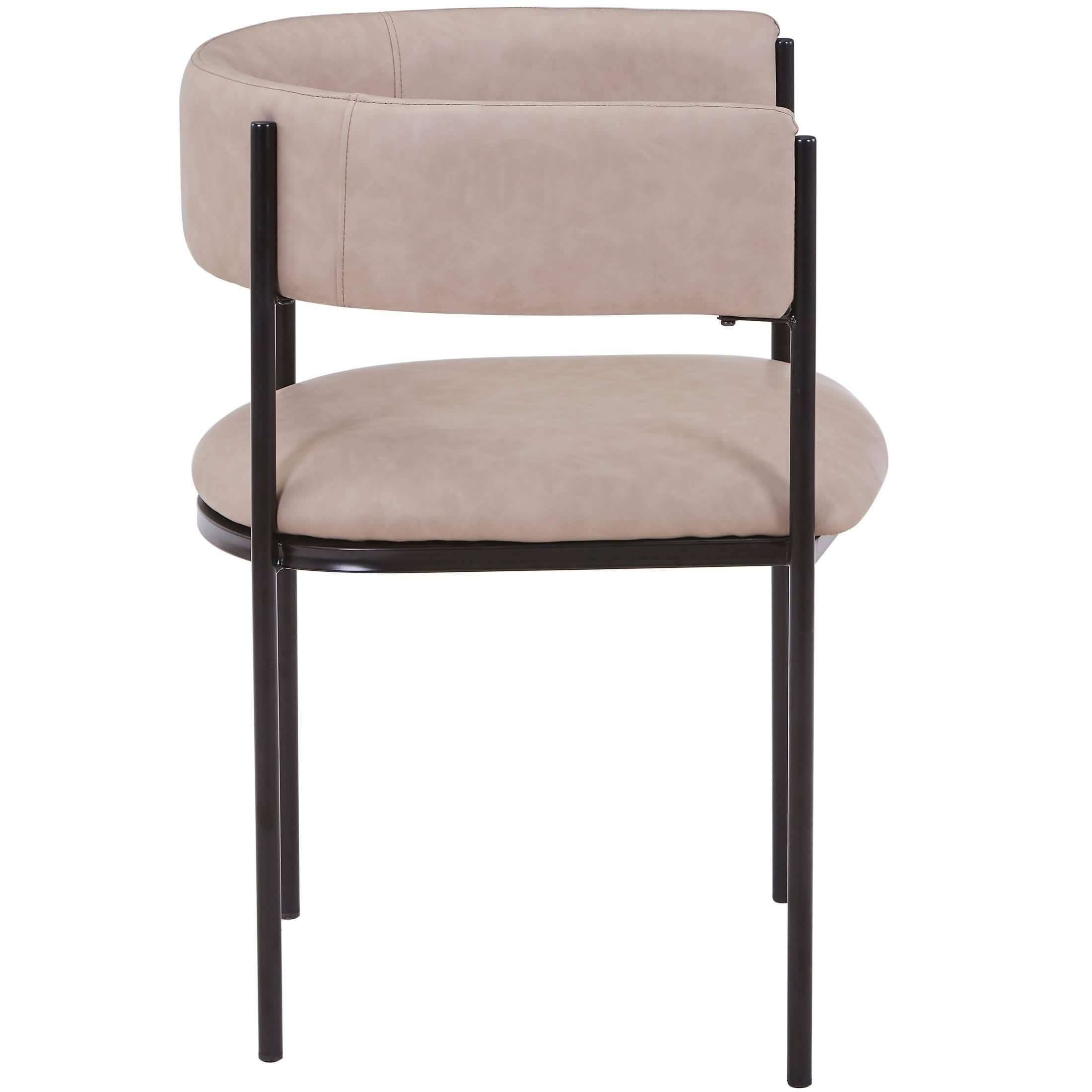 Cyril Dining Chair in Leather or Velvet with Open Back Design and Powder - Coated Iron Frame