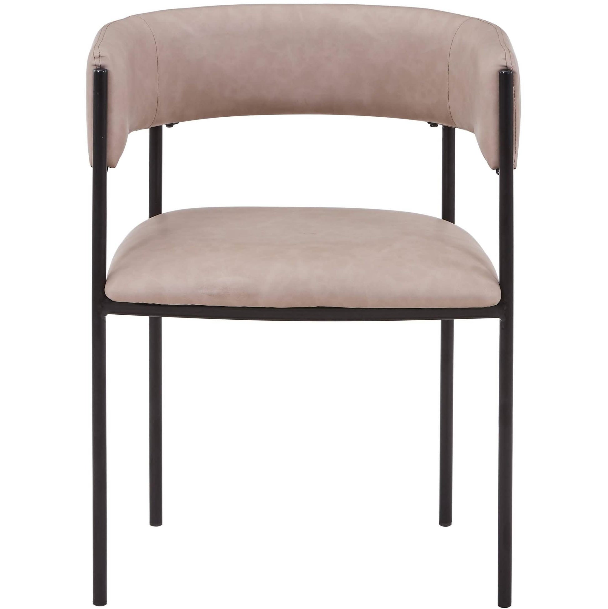 Cyril Dining Chair in Leather or Velvet with Open Back Design and Powder - Coated Iron Frame