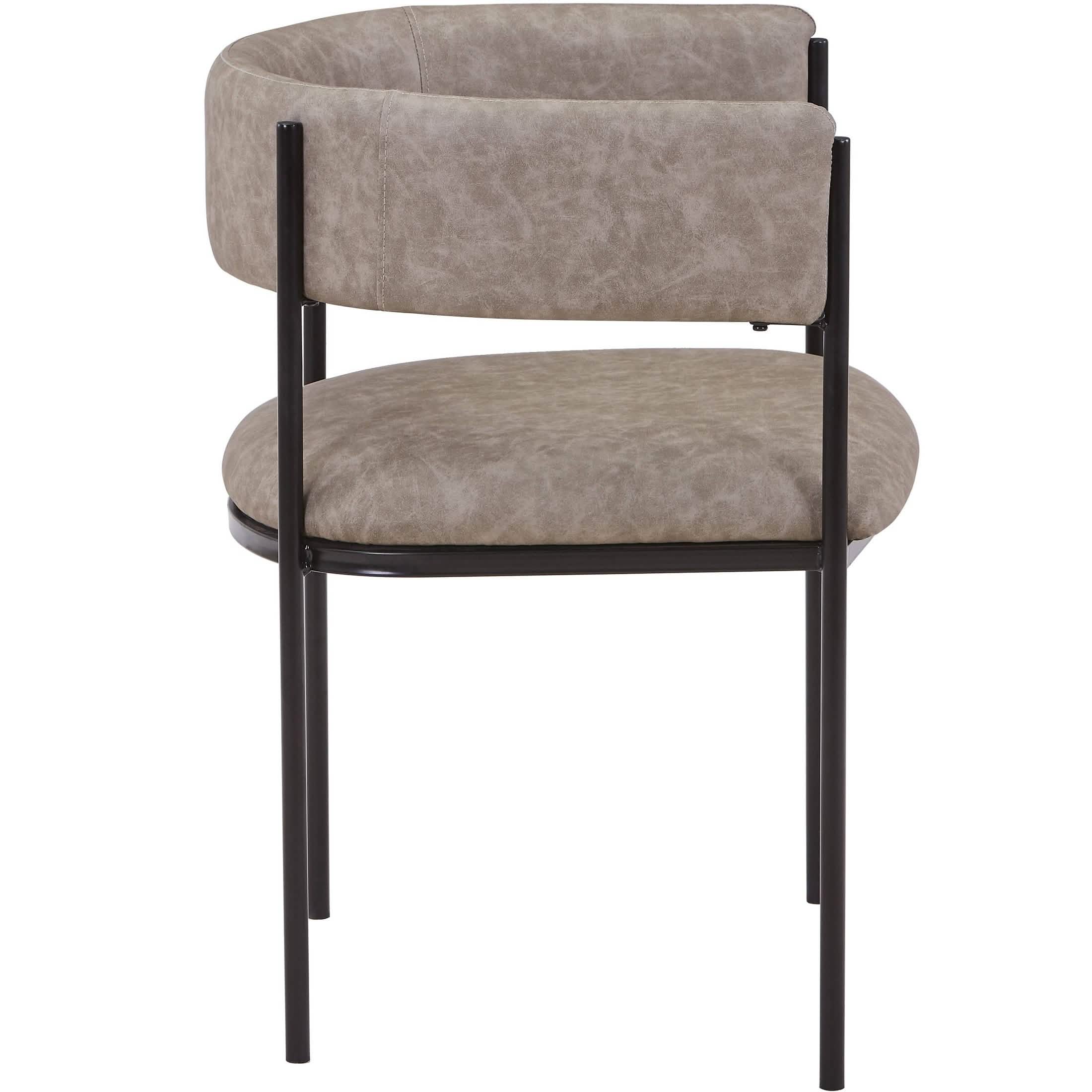 Cyril Dining Chair in Leather or Velvet with Open Back Design and Powder - Coated Iron Frame