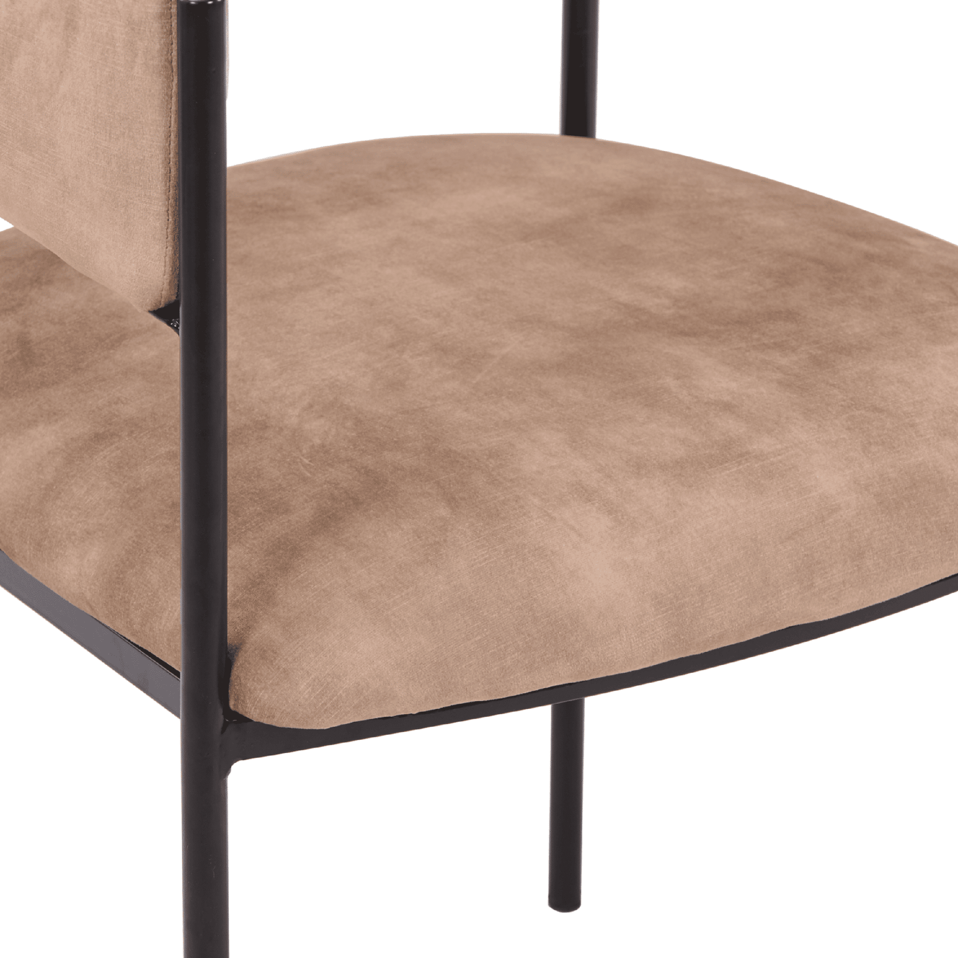 Cyril Dining Chair in Leather or Velvet with Open Back Design and Powder - Coated Iron Frame