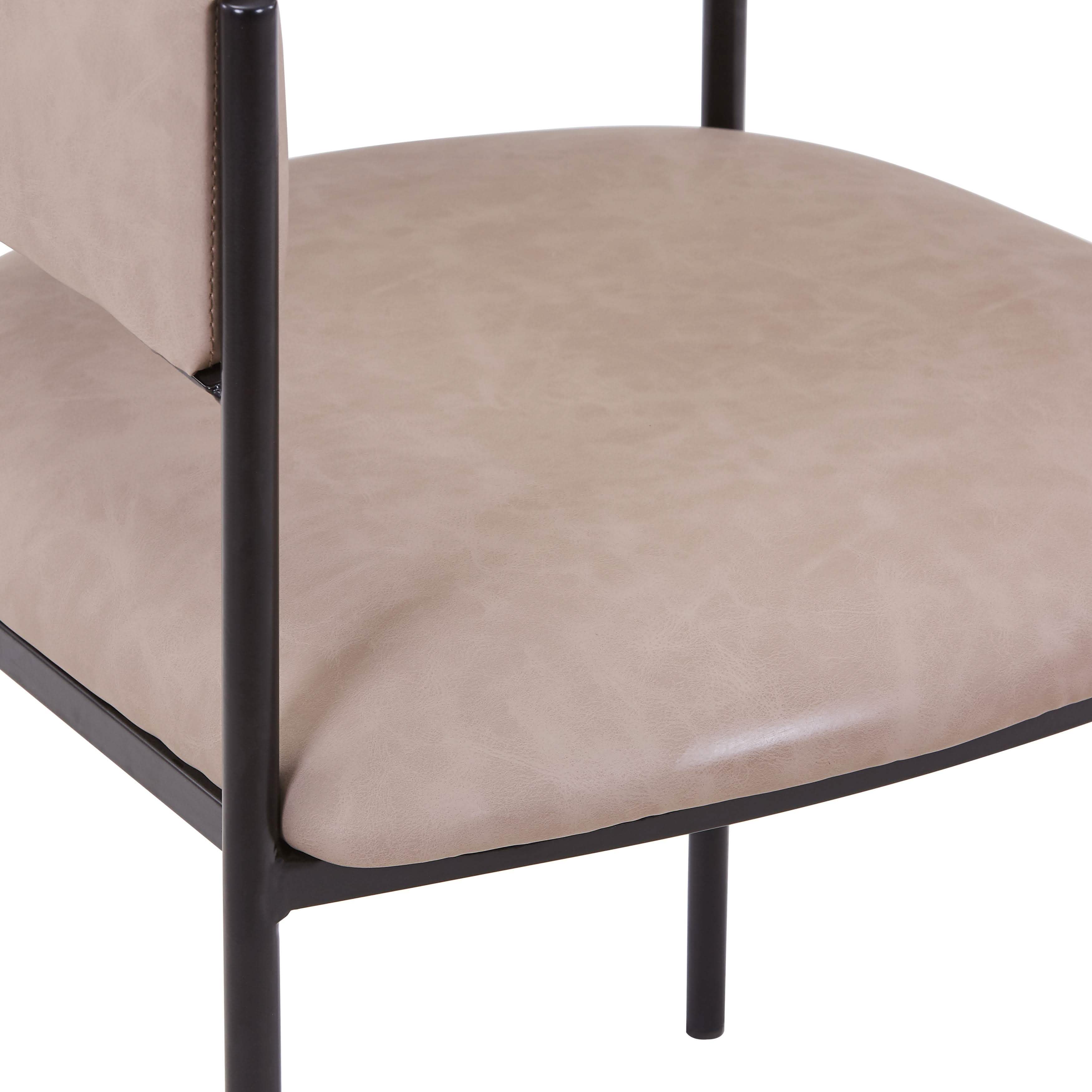 Cyril Dining Chair in Leather or Velvet with Open Back Design and Powder - Coated Iron Frame