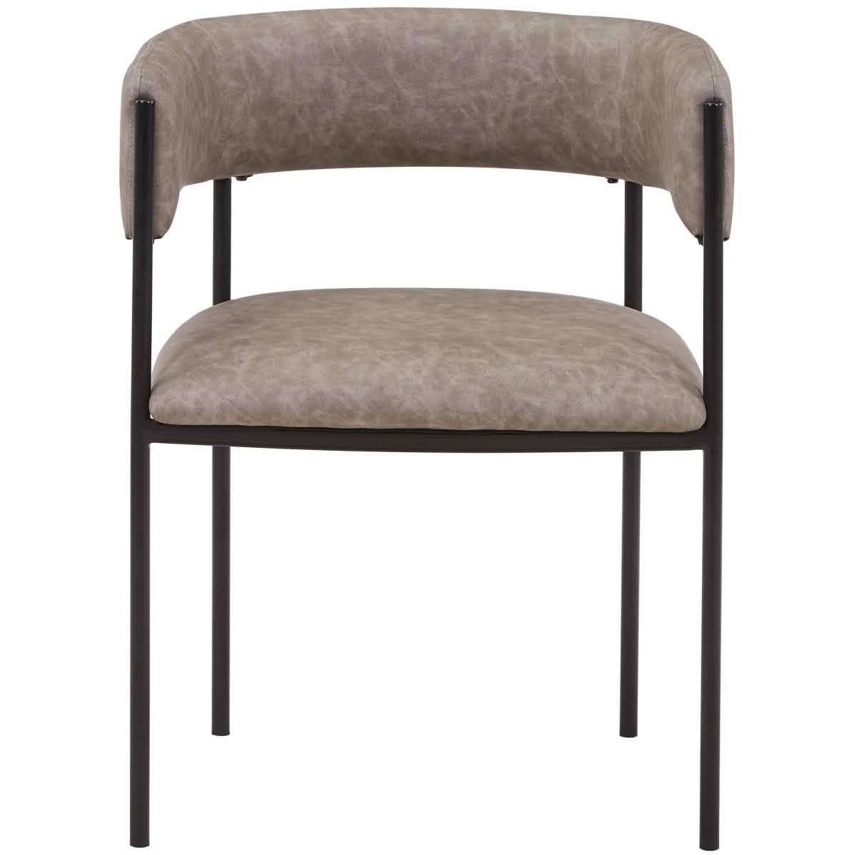Cyril Dining Chair in Leather or Velvet with Open Back Design and Powder - Coated Iron Frame