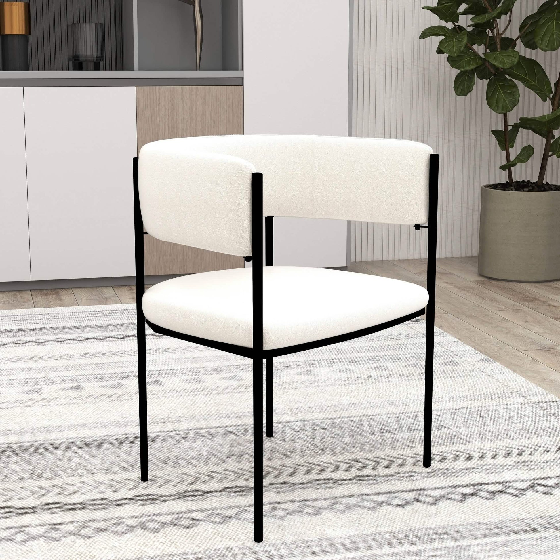 Cyril Dining Chair in Leather or Velvet with Open Back Design and Powder - Coated Iron Frame