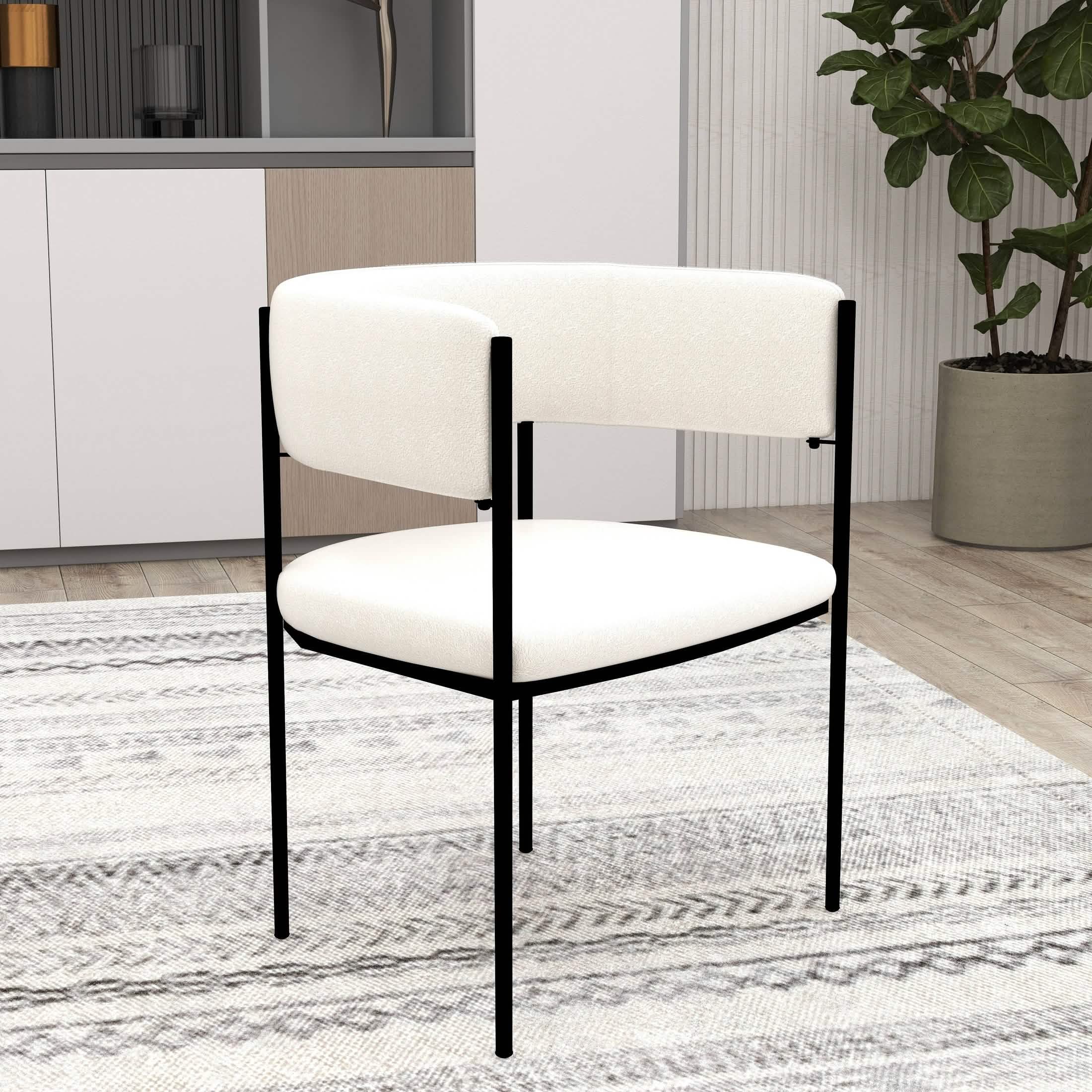 Cyril Dining Chair in Leather or Velvet with Open Back Design and Powder - Coated Iron Frame