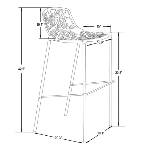 Devon Aluminum Indoor Outdoor Bar Stool with Powder Coated Frame and Footrest