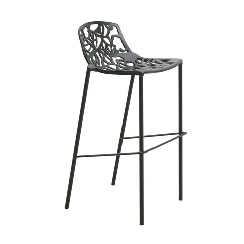 Devon Aluminum Indoor Outdoor Bar Stool with Powder Coated Frame and Footrest