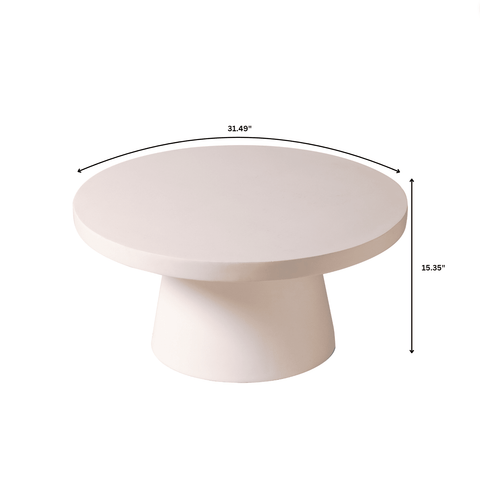 Dune Round 32" Wide Coffee Table in Fiberstone with a Pedestal Base