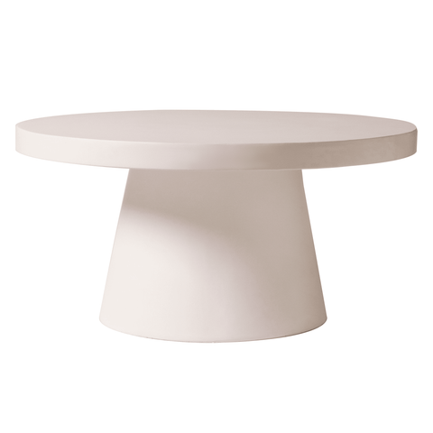 Dune Round 32" Wide Coffee Table in Fiberstone with a Pedestal Base