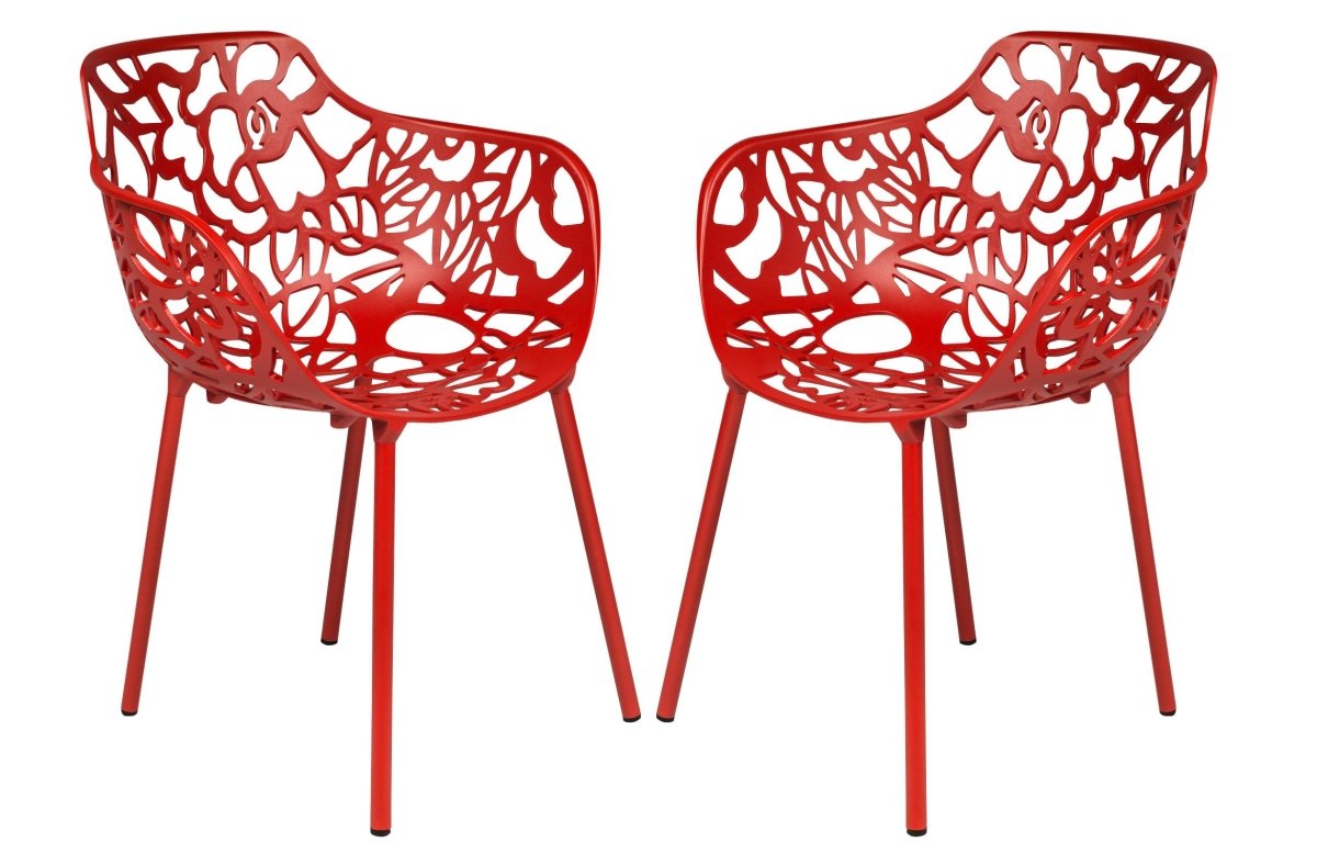 Devon 3 - Piece Patio Dining Set: Aluminum Table with Glass Top & 2 Flower Arm Chairs