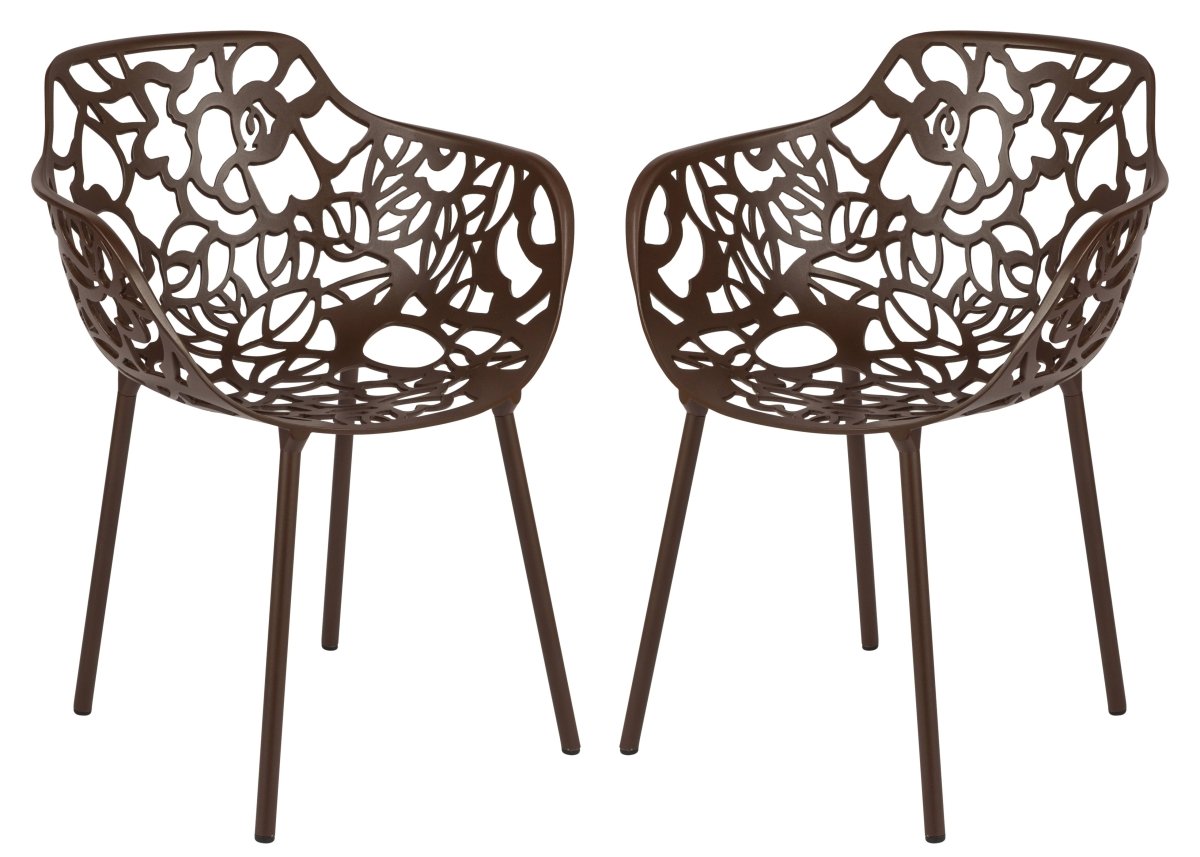 Devon 3 - Piece Patio Dining Set: Aluminum Table with Glass Top & 2 Flower Arm Chairs