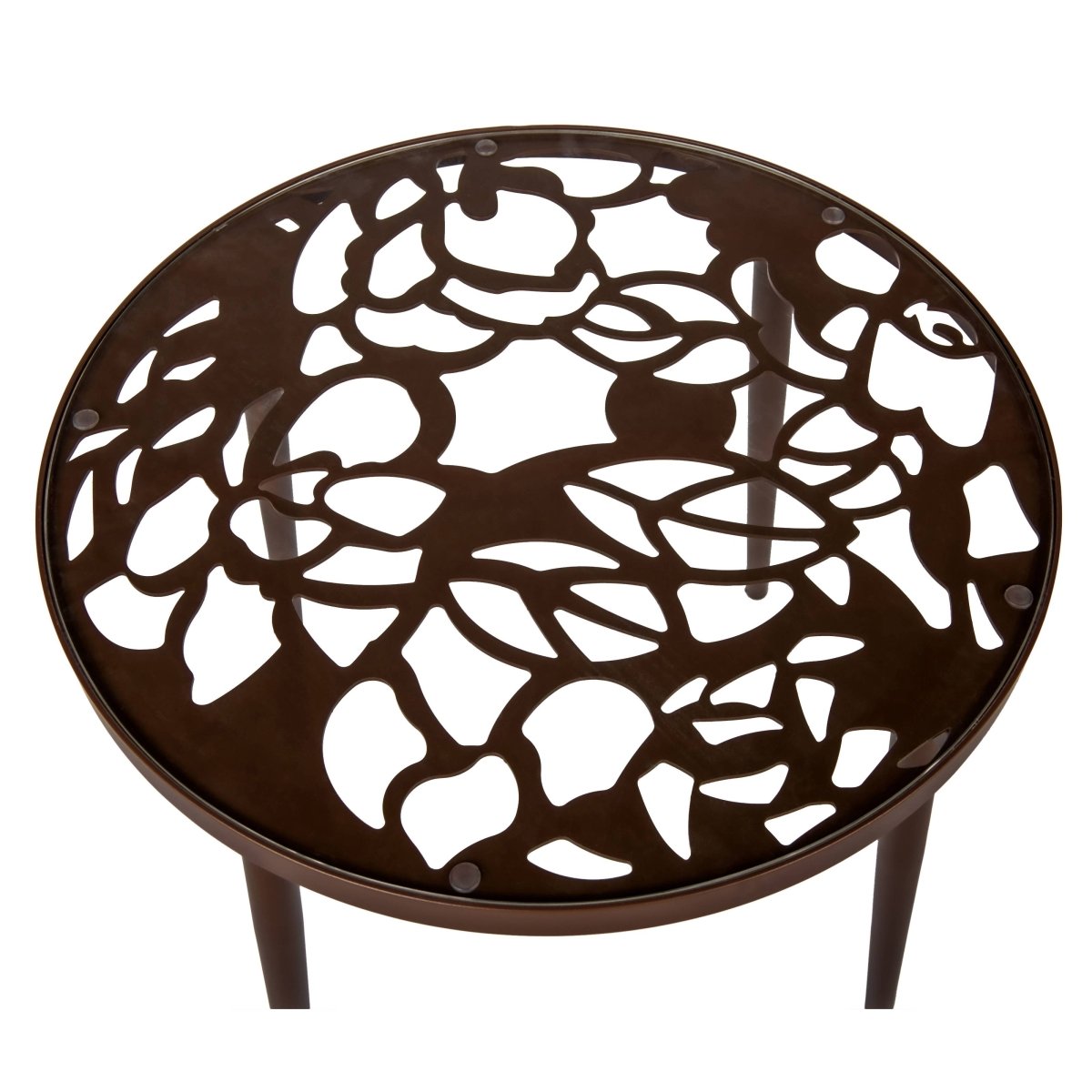 Devon 3 - Piece Patio Dining Set: Aluminum Table with Glass Top & 2 Flower Arm Chairs