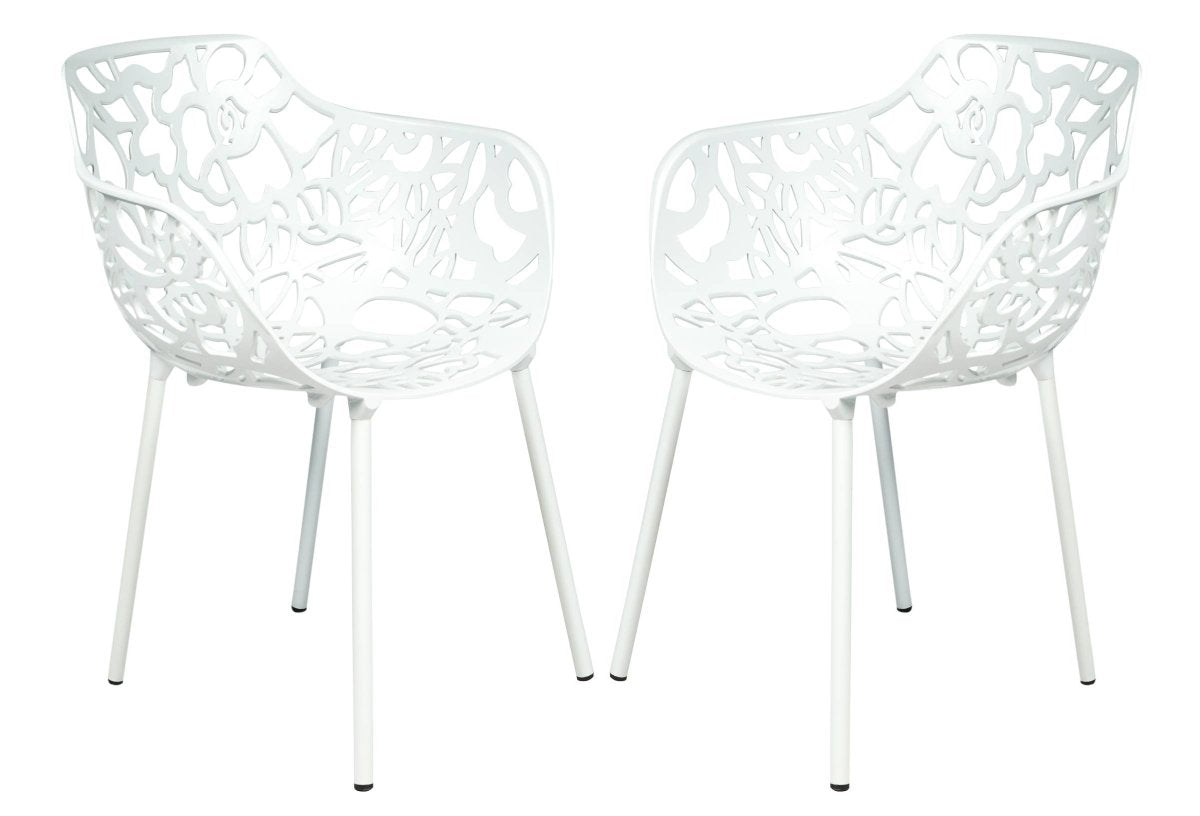 Devon 3 - Piece Patio Dining Set: Aluminum Table with Glass Top & 2 Flower Arm Chairs
