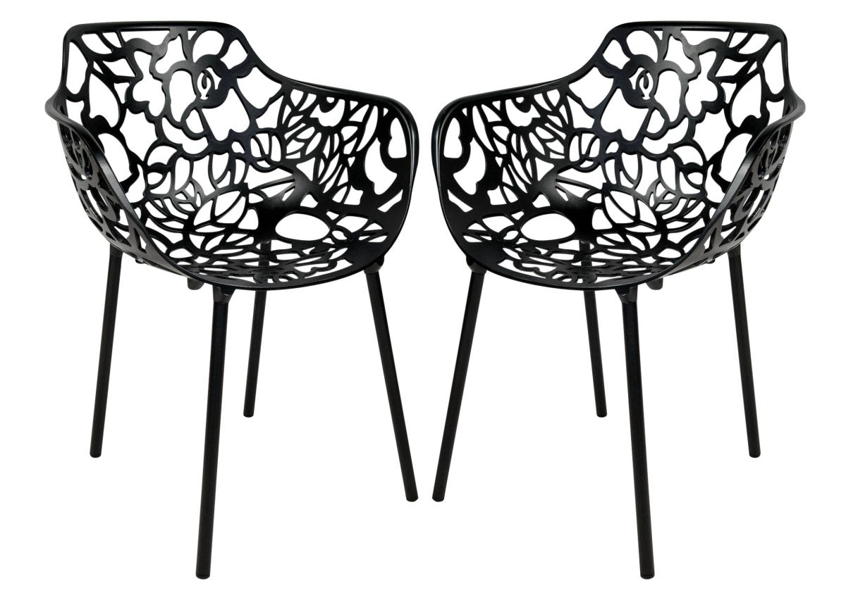 Devon 3 - Piece Patio Dining Set: Aluminum Table with Glass Top & 2 Flower Arm Chairs