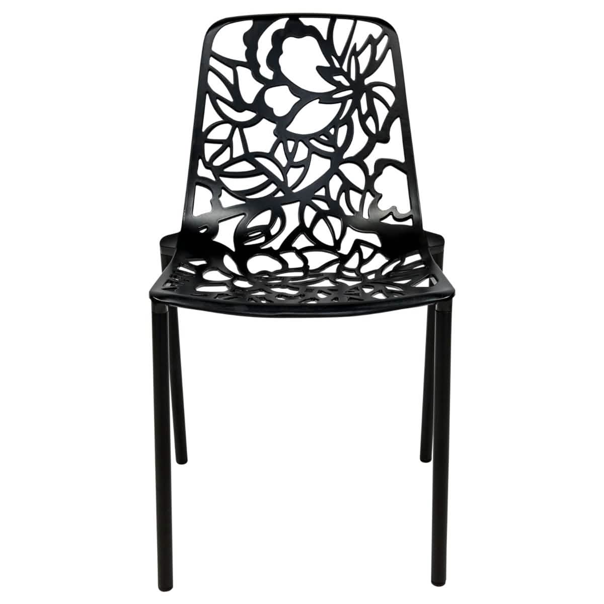 Devon 3 - Piece Patio Dining Set: Aluminum Table with Glass Top & 2 Stackable Flower Chairs