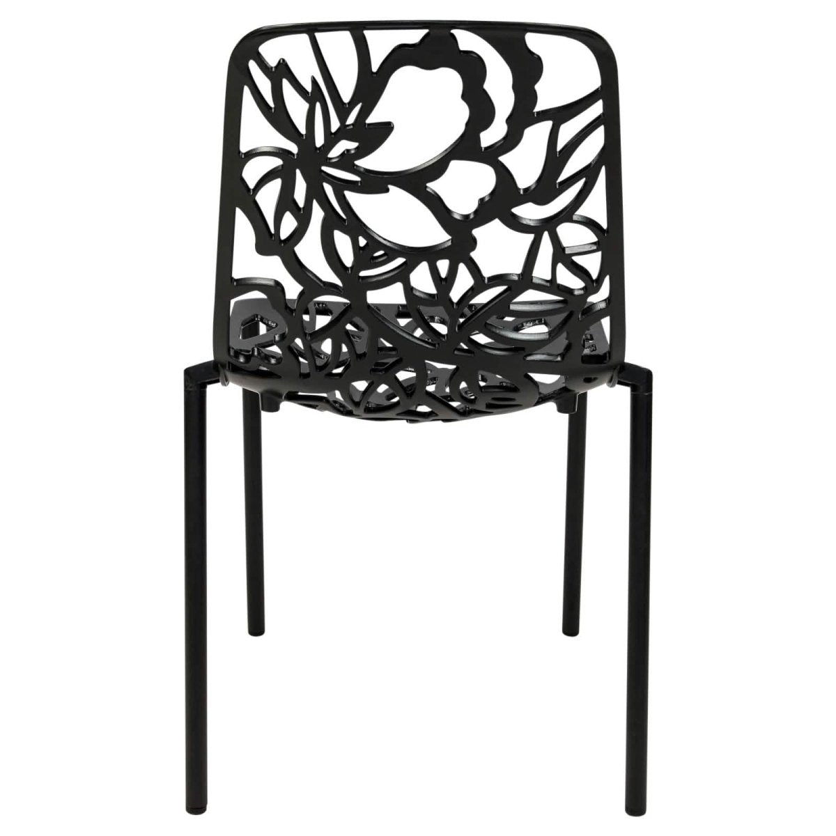 Devon 3 - Piece Patio Dining Set: Aluminum Table with Glass Top & 2 Stackable Flower Chairs