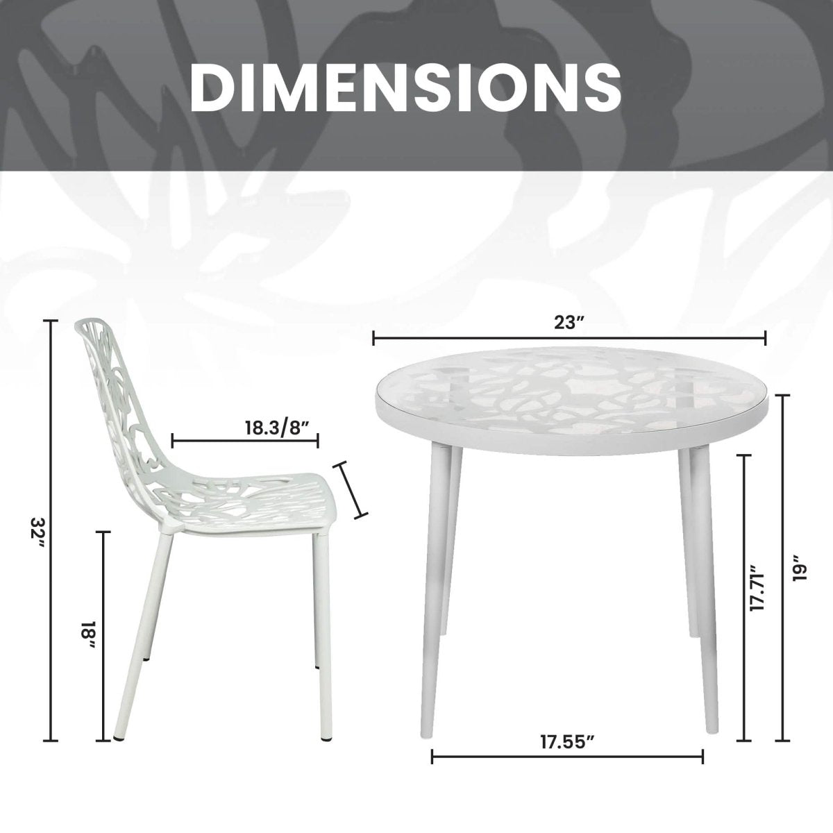Devon 3 - Piece Patio Dining Set: Aluminum Table with Glass Top & 2 Stackable Flower Chairs