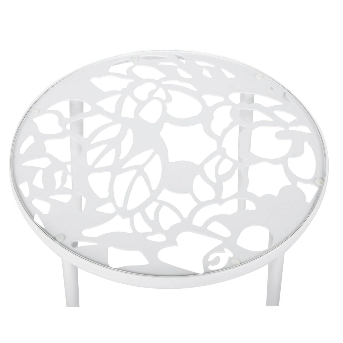 Devon 3 - Piece Patio Dining Set: Aluminum Table with Glass Top & 2 Stackable Flower Chairs