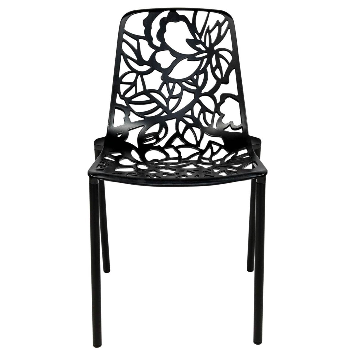 Devon 3 - Piece Patio Dining Set: Aluminum Table with Glass Top & 2 Stackable Flower Chairs