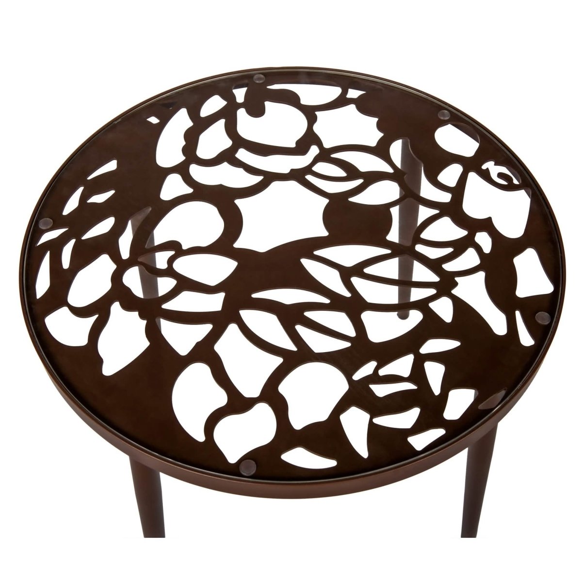 Devon 3 - Piece Patio Dining Set: Aluminum Table with Glass Top & 2 Stackable Flower Chairs
