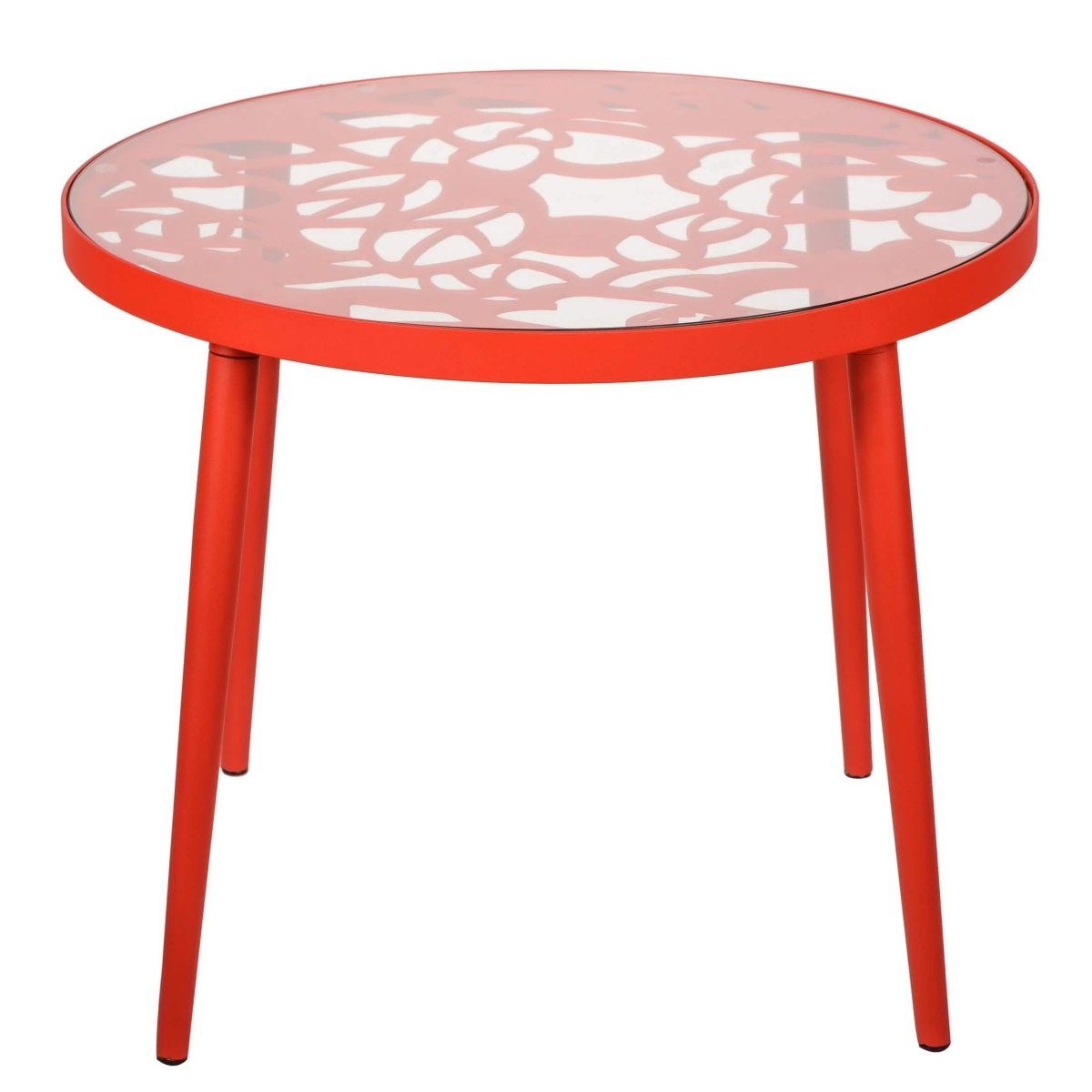 Devon 3 - Piece Patio Dining Set: Aluminum Table with Glass Top & 2 Stackable Flower Chairs