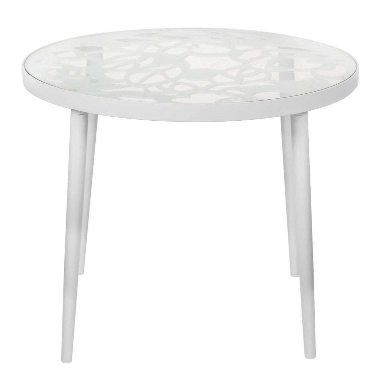 Devon 3 - Piece Patio Dining Set: Aluminum Table with Glass Top & 2 Stackable Flower Chairs