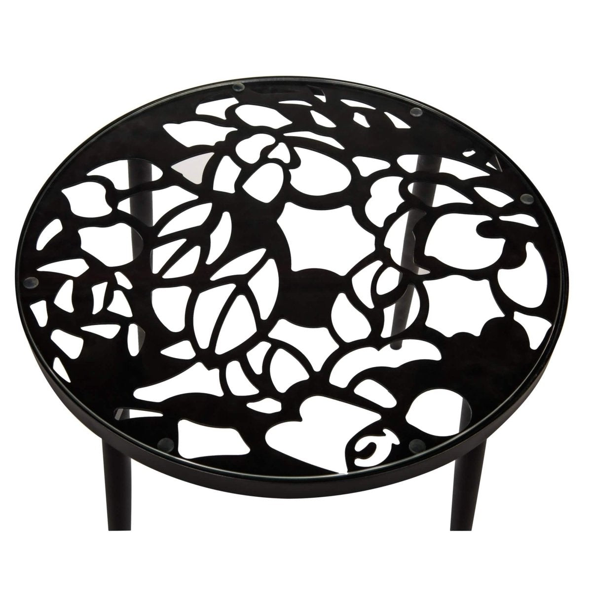 Devon 3 - Piece Patio Dining Set: Aluminum Table with Glass Top & 2 Stackable Flower Chairs