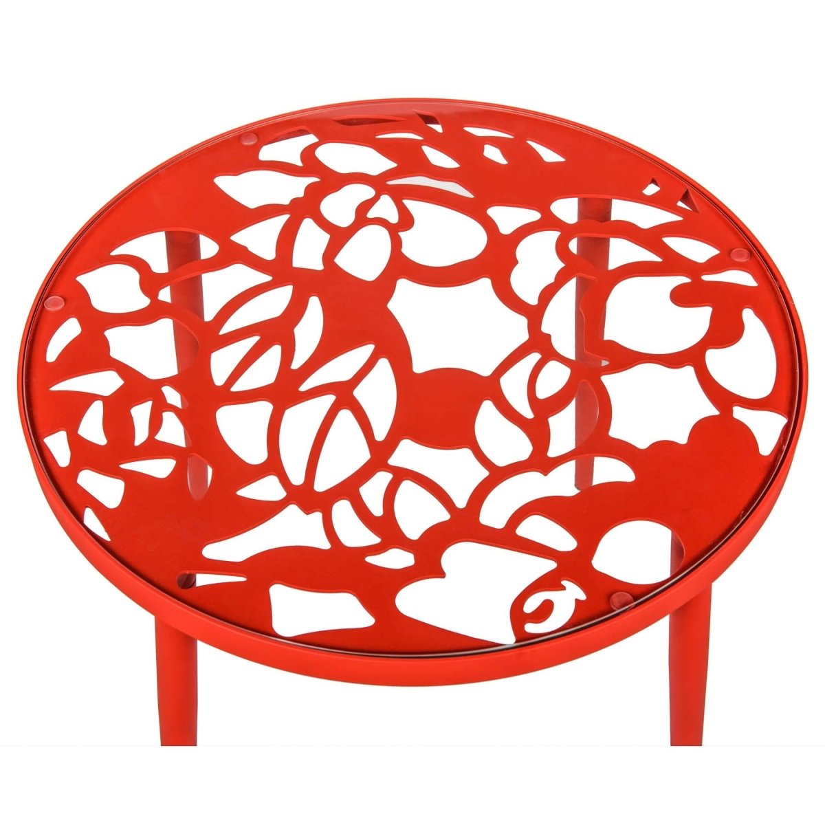 Devon 3 - Piece Patio Dining Set: Aluminum Table with Glass Top & 2 Stackable Flower Chairs
