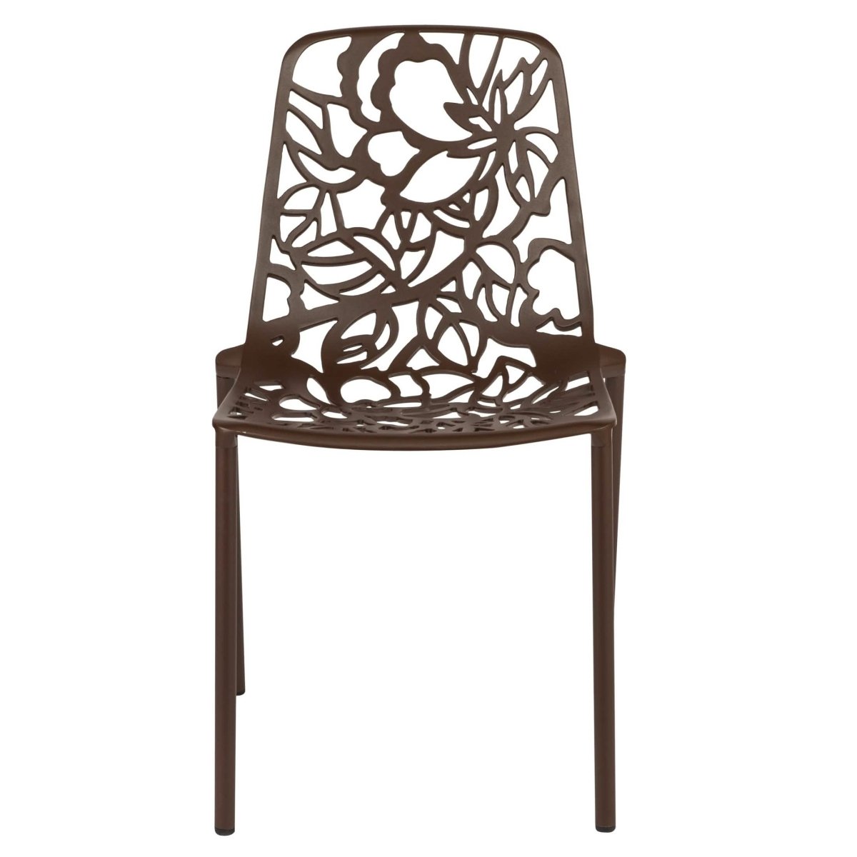 Devon 3 - Piece Patio Dining Set: Aluminum Table with Glass Top & 2 Stackable Flower Chairs