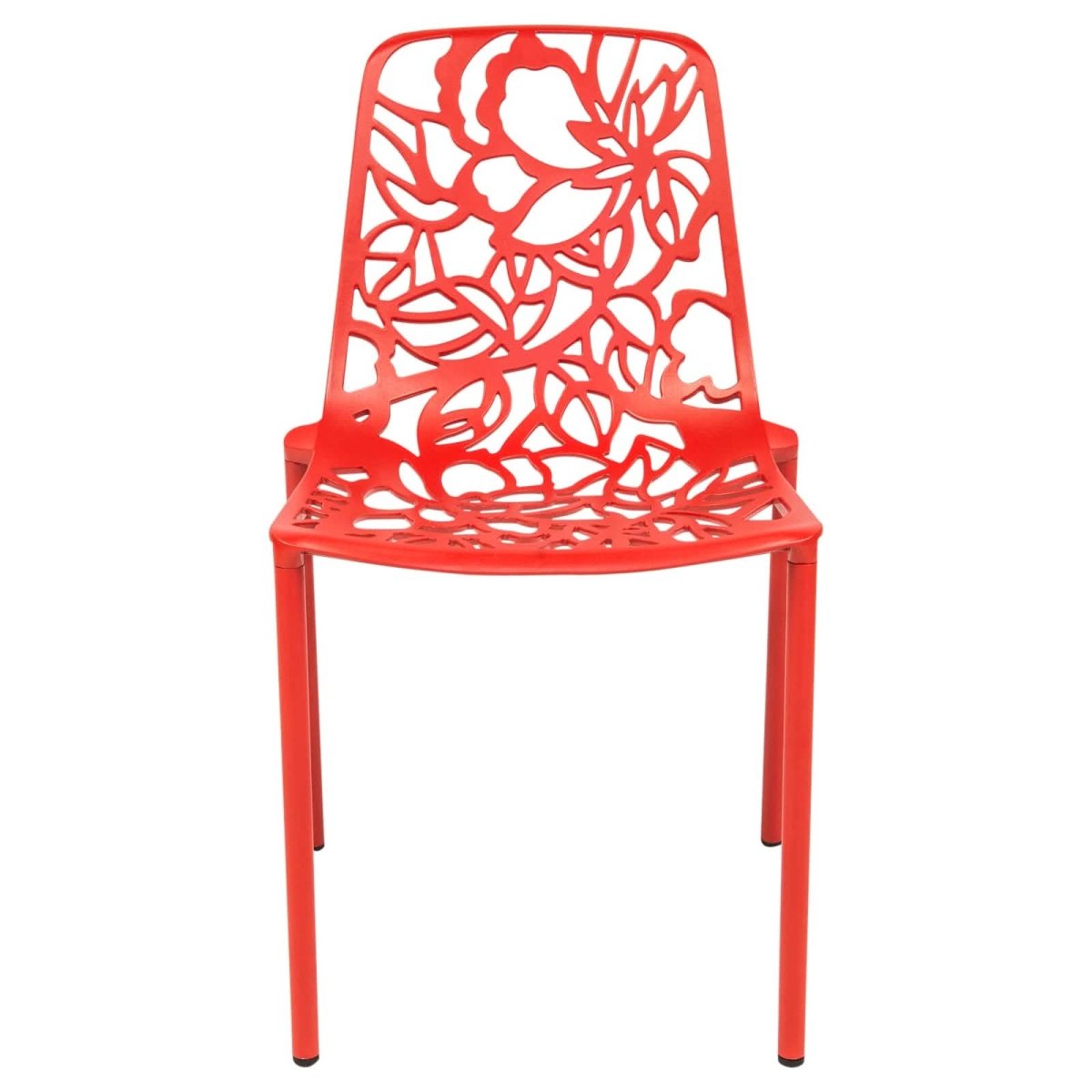 Devon 3 - Piece Patio Dining Set: Aluminum Table with Glass Top & 2 Stackable Flower Chairs